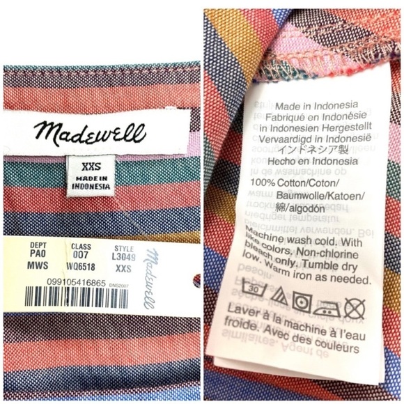 Madewell Butterfly Top in Rainbow Stripe in Pink New with Tags Style #L3049 - Picture 7 of 8